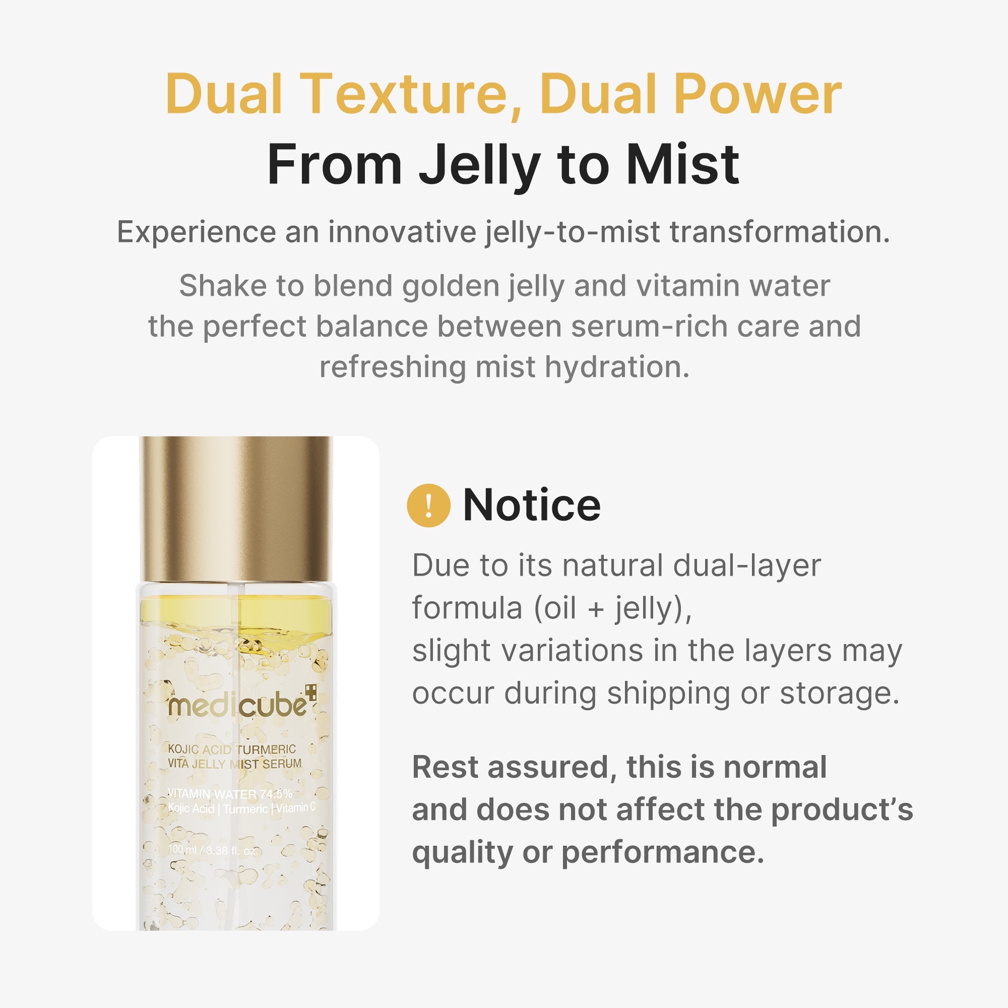 Kojic Acid Turmeric Vitamin Gold Jelly Mist Serum - medicube.us